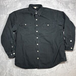 Duluth Trading Shirt Jacket Men 2XL Tall Black Hanger Bender Canvas Fleece Lined
